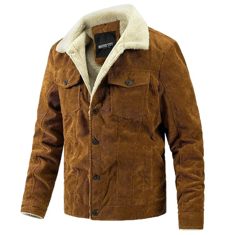 Herren Cordjacke Teddyfell Warm Winterjacke