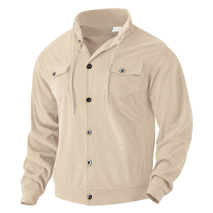 Herren Hemdjacke Lässig Asymmetrisch Mit Taschen