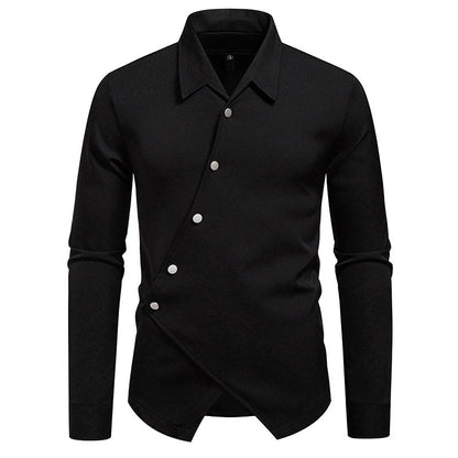 Herren Hemd Baumwolle Moderner Schnitt Asymmetrisch