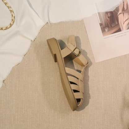Damen Riemchensandalen Geflochten Komfortabel Sommer