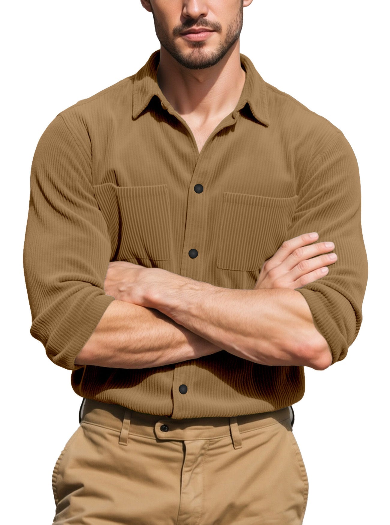 Herren Waffelhemd Jacke Casual Berlin Stil