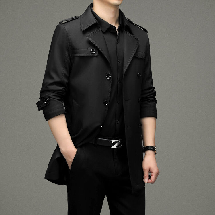 Herren Trenchcoat Elegant Modern Langschirmig