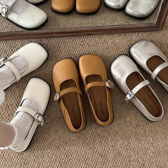 Damen Ballerinas Bequem Schnalle Modern