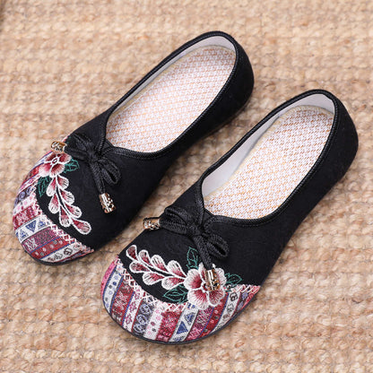 Damen Ballerinas Bequem Elastisch Floral