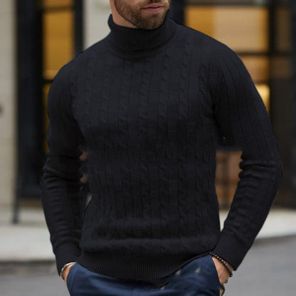 Herren Strickpullover Rollkragen Struktur Muster Modern