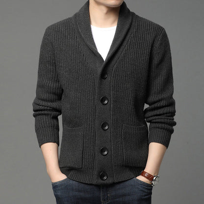Herren Strickjacke mit praktischen Taschen und geschlossenem Kragen