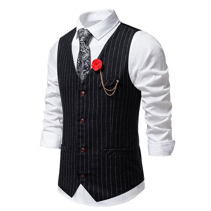 Herren Anzugweste Elegante Nadelstreifen Mit Taschen