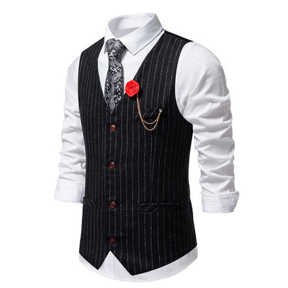 Herren Anzugweste Elegante Nadelstreifen Mit Taschen