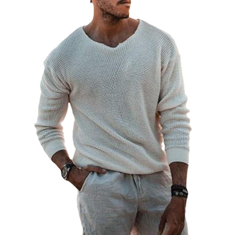 Herren Strickpullover V-Ausschnitt Struktur Optik Modern