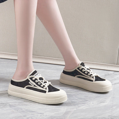 Damen Sneaker Bequem Spitze Modern Weiß