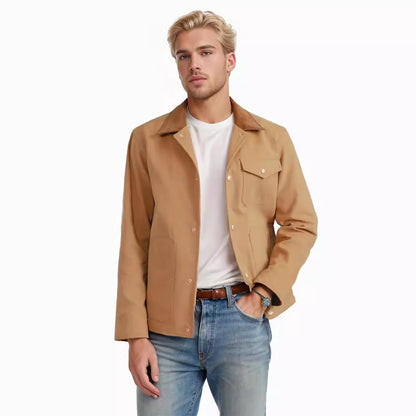 Herren Jacke lässig Baumwoll Worker Style Casual