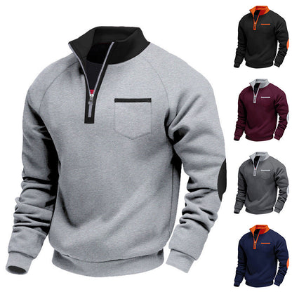 Herren Sweatshirt Stehkragen Taschen Modern Sportlich - BerlinGlamour