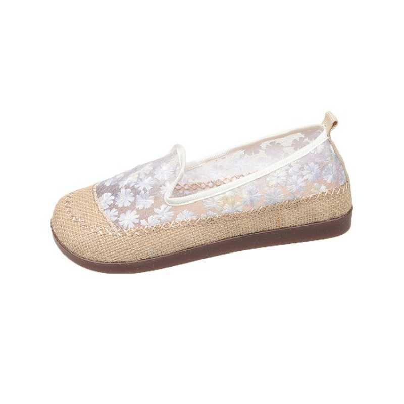Damen Ballerinas Slip-On Bequem Blumenmuster Rutschfest