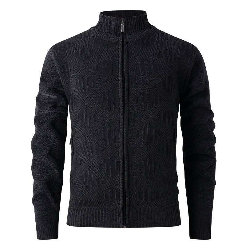Herren Strickjacke Modern Reißverschluss Strukturiert