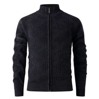 Herren Strickjacke Modern Reißverschluss Strukturiert
