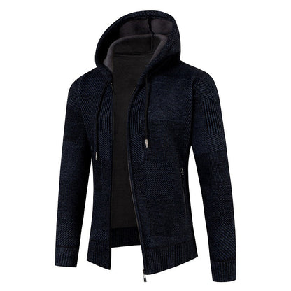 Herren Strickjacke Kapuze Weich Futter Modern