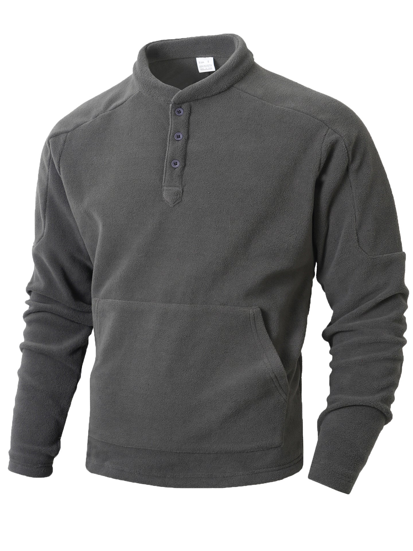 Herren Fleece Pullover Kuschelig Warm mit Knöpfen