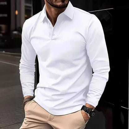 Herren Polohemd Langarm Elegant Moderner Kragen