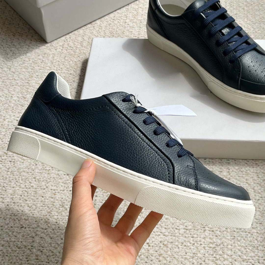Damen Leder Sneaker Strukturiert Rutschfest Schwarz