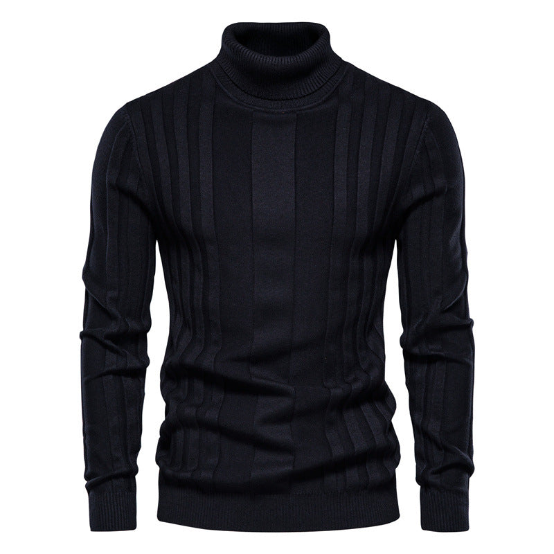 Herren Strickpullover Hochgeschlossen Elegante Rippstruktur
