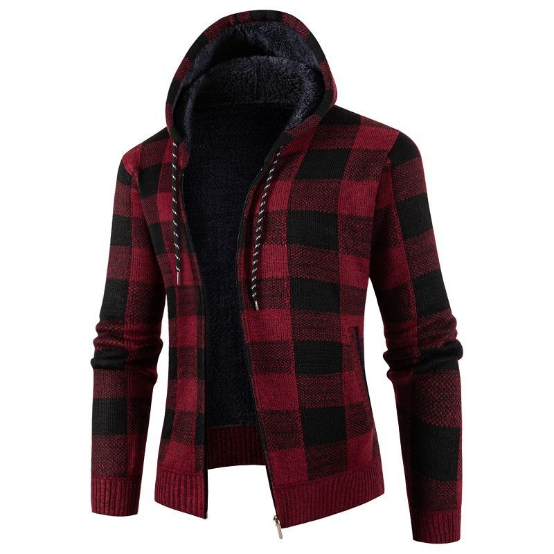 Herren Kapuzenjacke Modern mit Weichem Futter Schwarz