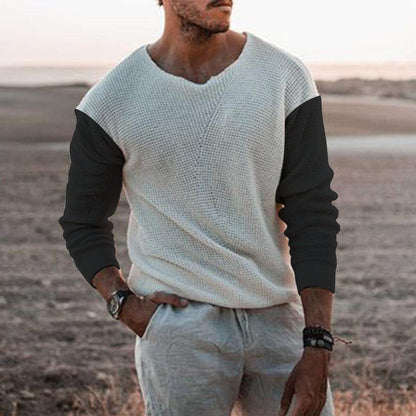 Herren Strickpullover Modern V-Ausschnitt Strukturiert