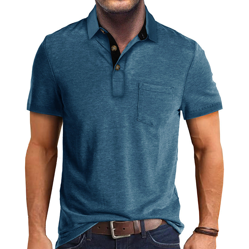 Herren Polo-Shirt Modern Kragen Brusttasche Slim Fit