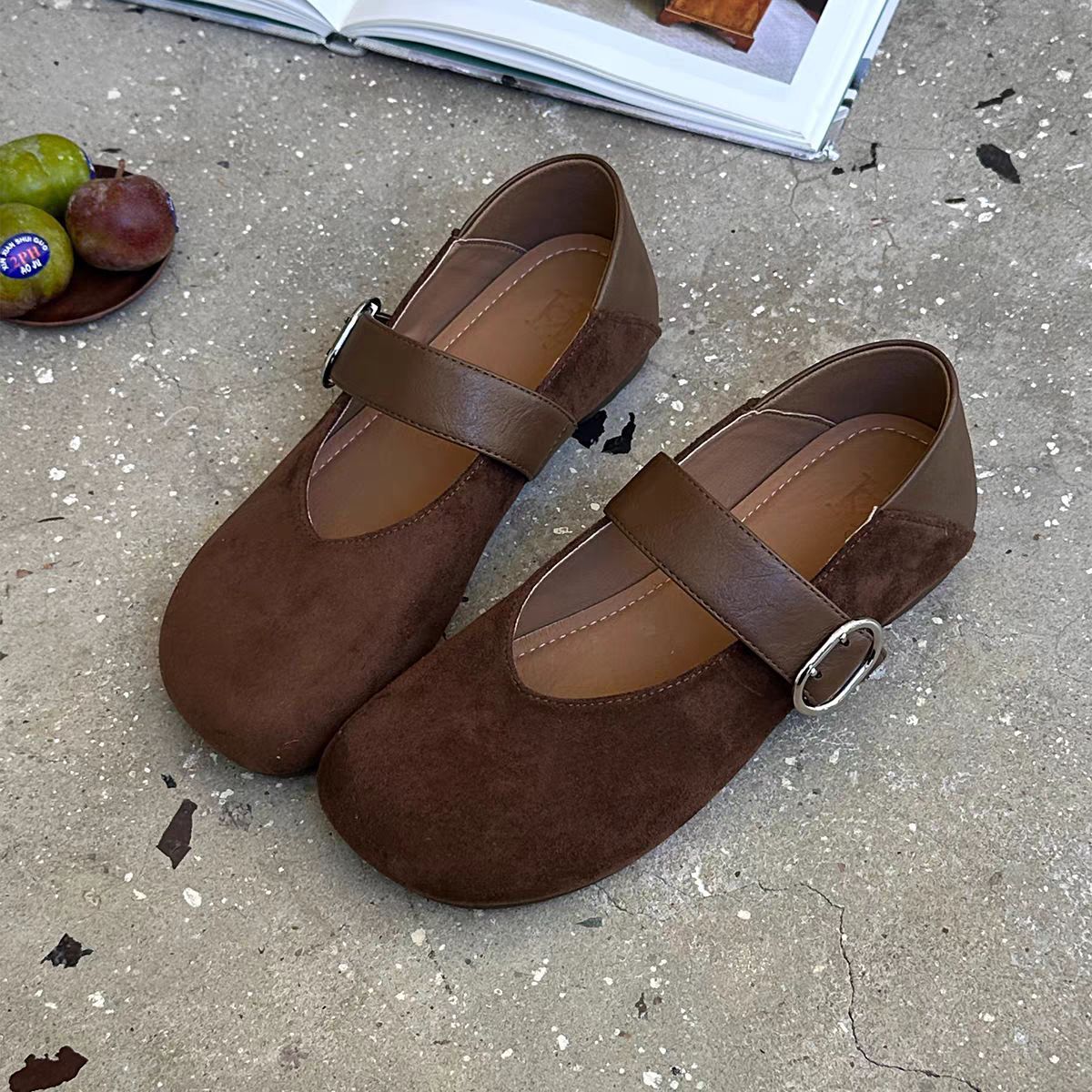 Damen Ballerinas Leopardenmuster Schuhe mit Riemen