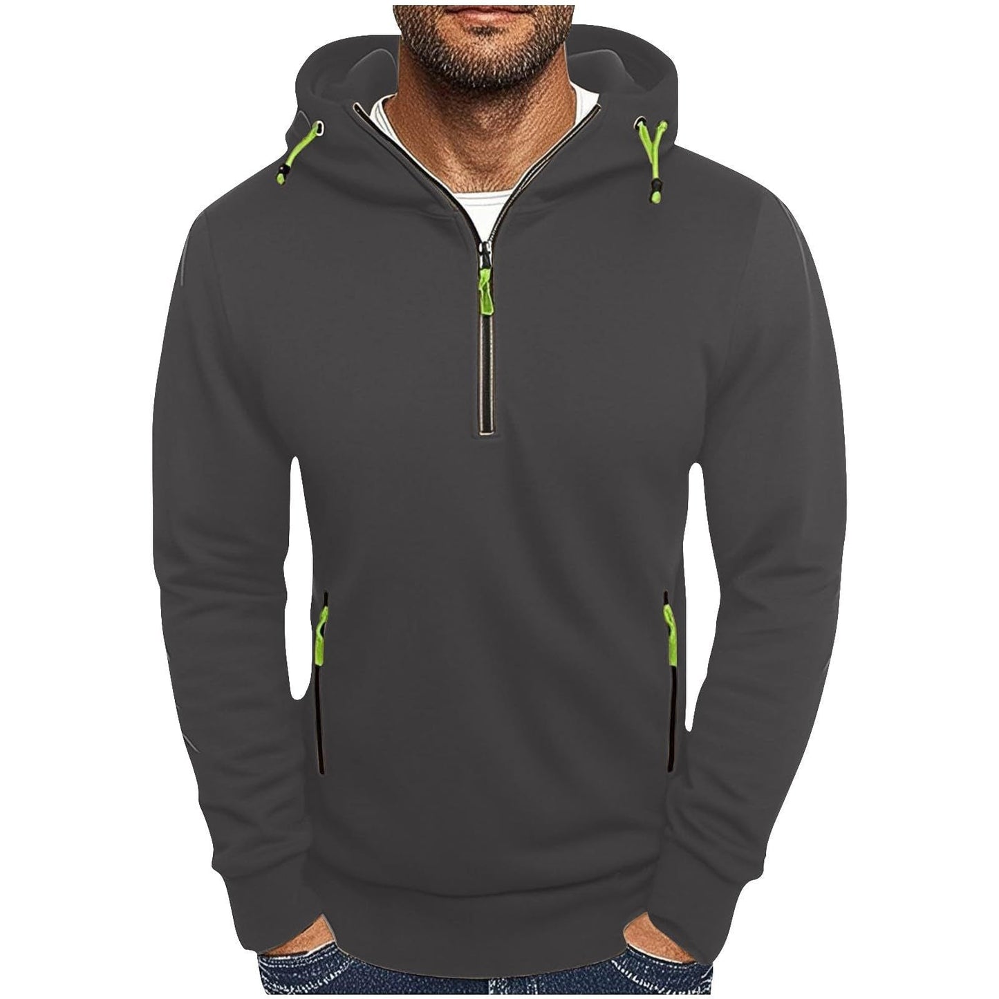 Herren Kapuzenpullover Modisch Mit Taschen Halbzipper