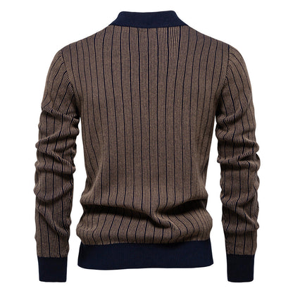 Herren Pullover Rollkragen Streifenmuster Elegante Feinstrick