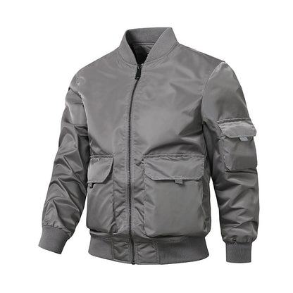 Herren Bomberjacke Sportlich Elastisch Mit Taschen