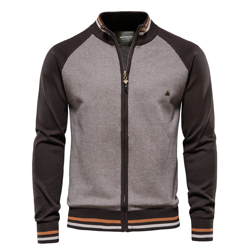 Strickjacke Herren Reißverschluss Stehkragen Modern