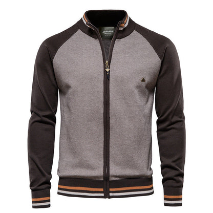 Strickjacke Herren Reißverschluss Stehkragen Modern