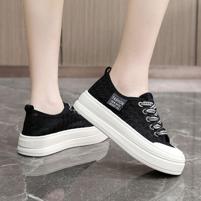Damen Plateausneaker atmungsaktiv Mesh rutschfest Modern