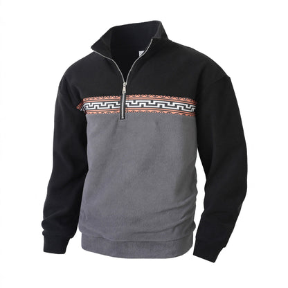 Herren Fleece-Pullover Stehkragen Modern Farbig