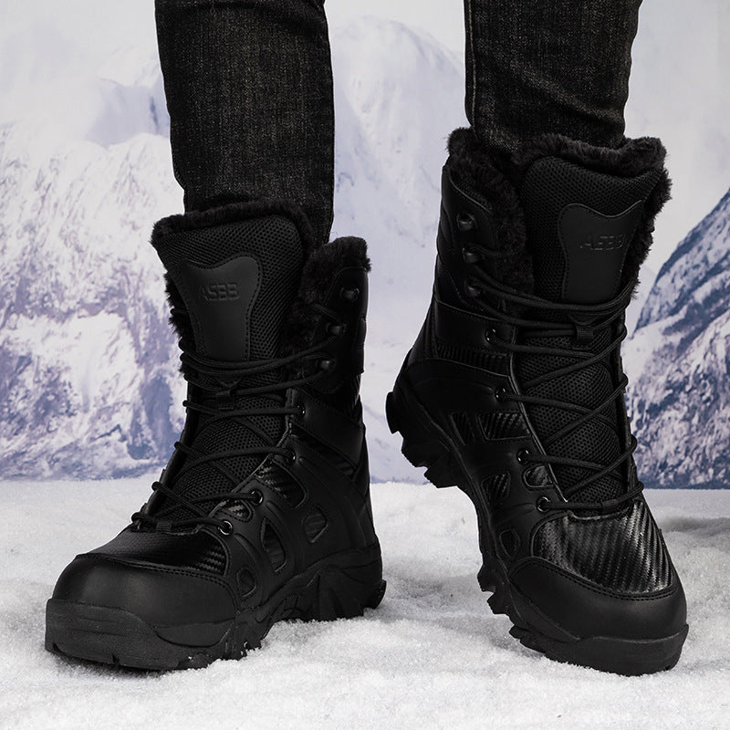 Herren Winterstiefel Isoliert Rutschfest Schwarz