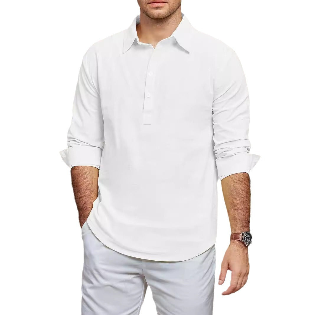 Herren Langarmhemd Modern mit Knöpfen und Feinstruktur