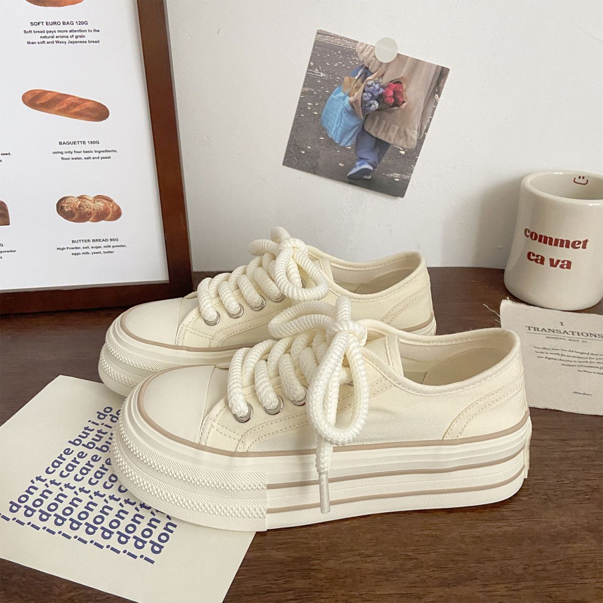 Damen Sneaker Plateau Dicksohle Schnürsenkel Modern Frauen Schuhe