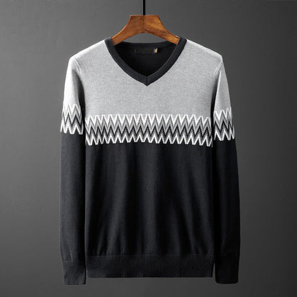 Herren Pullover Eleganter V-Ausschnitt mit Grafik-Print Modern