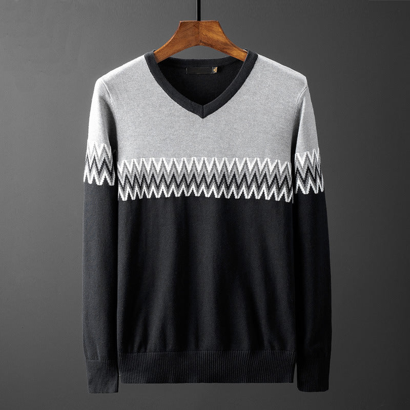 Herren Pullover Modern Zickzack Muster Elegante Style