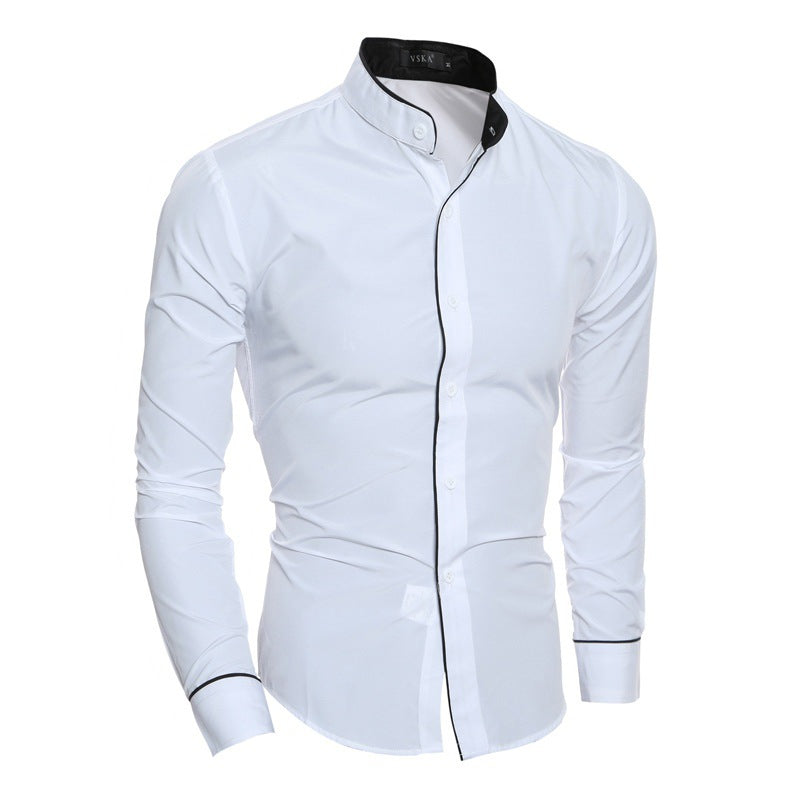 Herren Slim Fit Hemd Modern mit Kontrastdetails