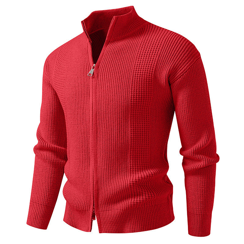 Herren Strickjacke Hochkragen Modern mit Reißverschluss