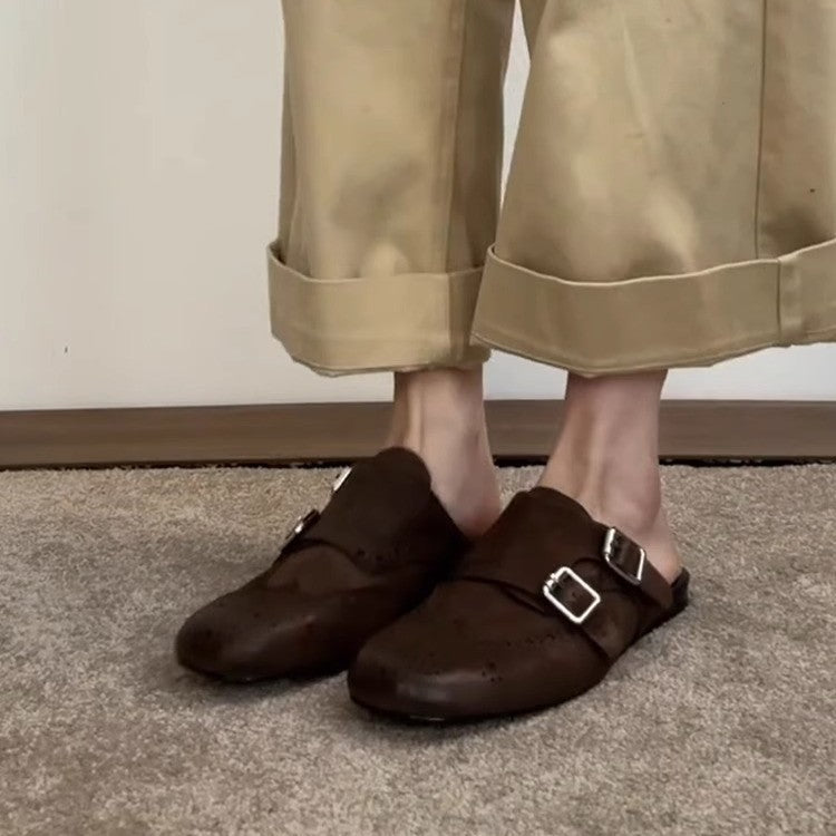 Damen Mokassins Perforiert Dekorativ Schnallen Schuhe