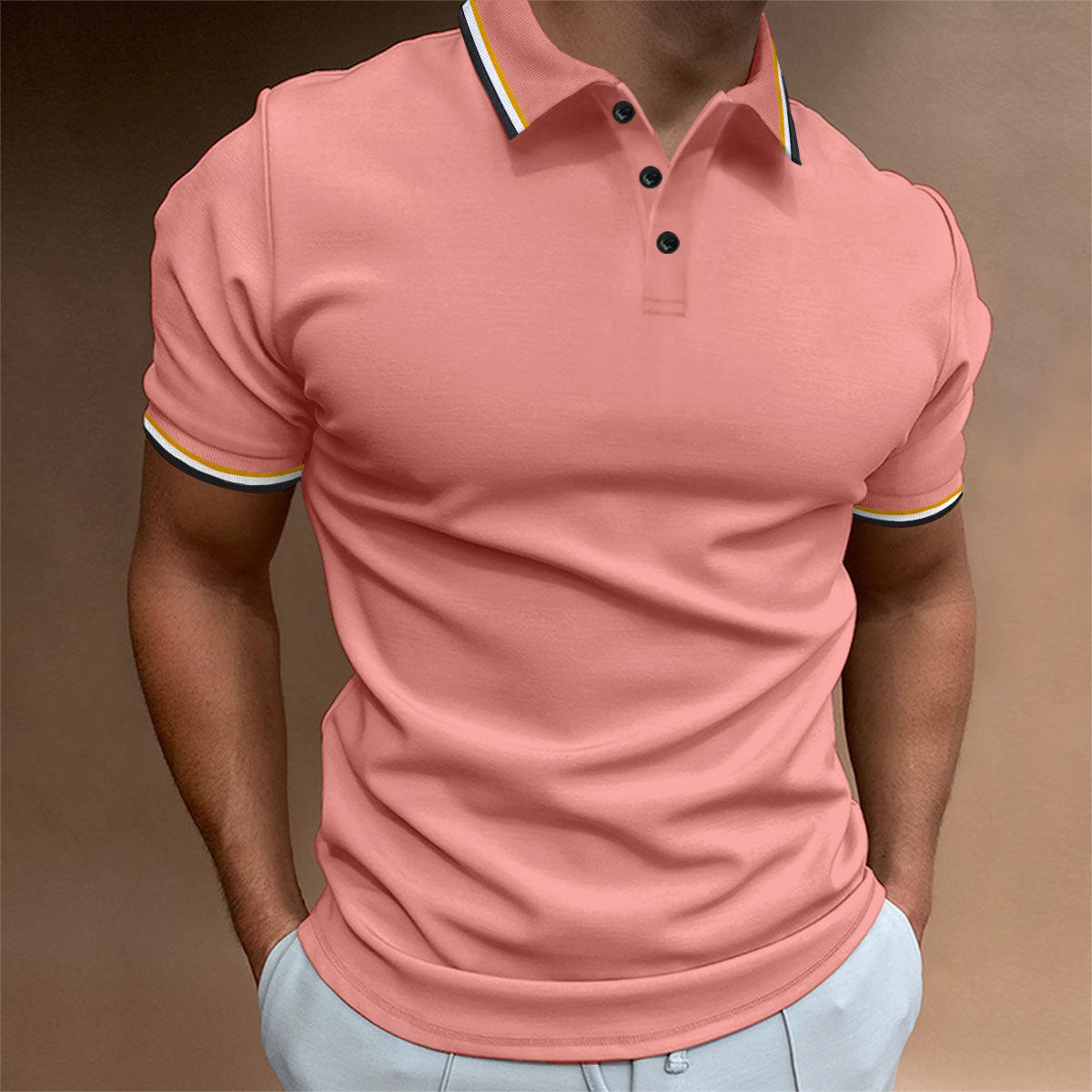 Herren Polohemd Modern Kontrastdetails Elegant
