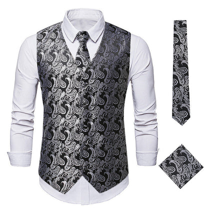 Herren Weste Paisley Muster Elegante Krawatte Set