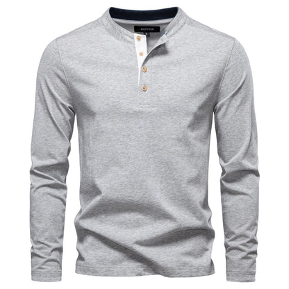 Herren Langarmshirt Mit Druckknöpfen Bequem Elegant