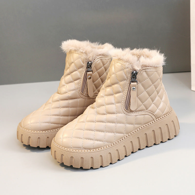 Damen Winterstiefel Kuschelig Warm mit Reißverschluss