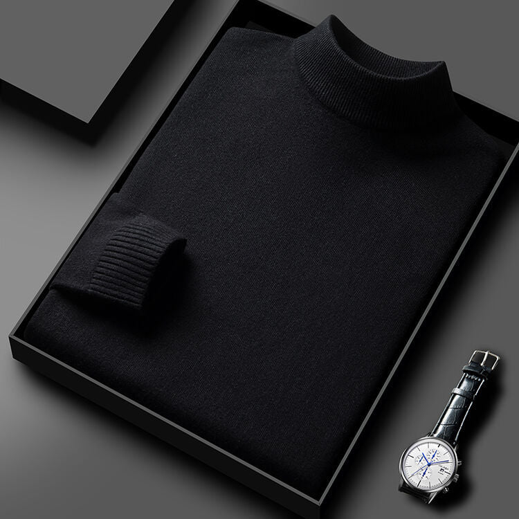 Herren Pullover Eleganter Rollkragen Schwarzer Style