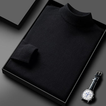 Herren Pullover Eleganter Rollkragen Schwarzer Style