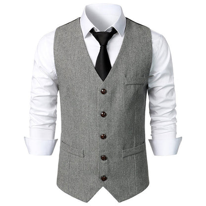 Herren Anzugweste Elegant Hahnentritt Muster Slim Fit